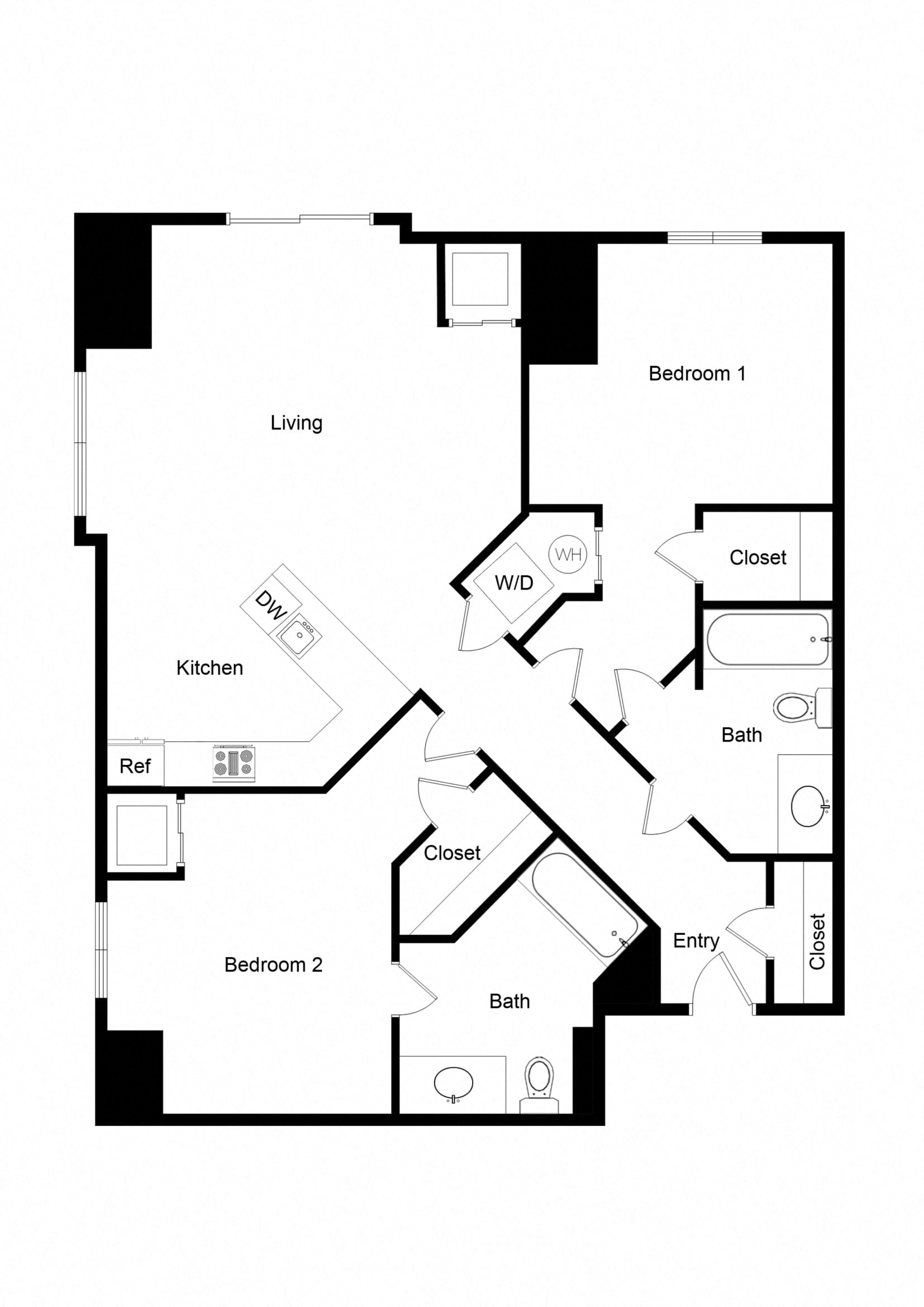 2x2 B02A-1 Floor Plan 2x2 B02A-1 Floor Plan